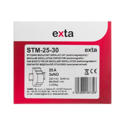 Stycznik modułowy instalacyjny 25A 3xNO 230V AC TYP: STM-25-30 ZAMEL (EXT10000291-WUN)